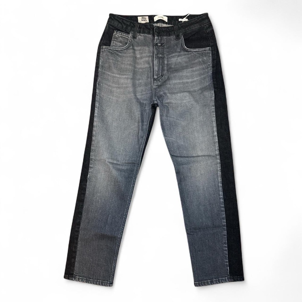 NWT CLOSED HEARTBREAKER Two-Tone Black Grey High-Rise Boyfriend Denim — Size 27